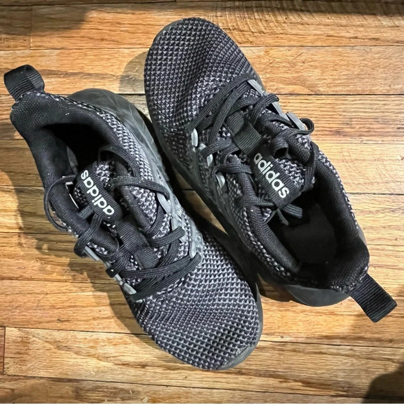 Kids black adidas mesh lace up athletic shoes - Picture 9 of 9